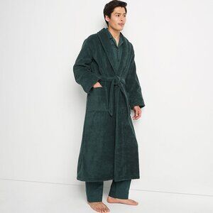 Men's Full Length Turkish Terry Robe XL Dark Green